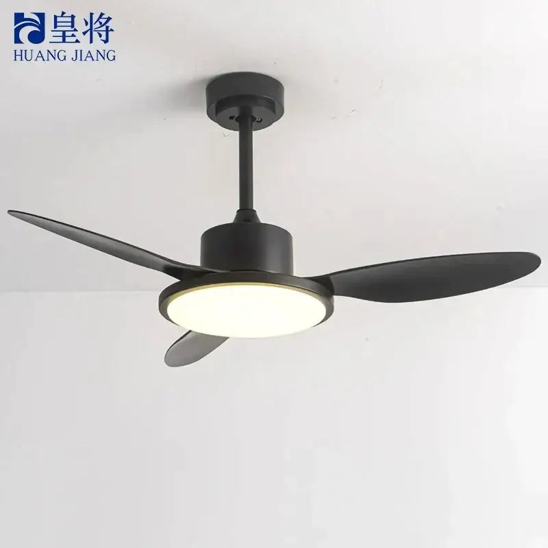 Black matte ceiling fan with integrated circular light fixture modern design led modern design for bedroom use