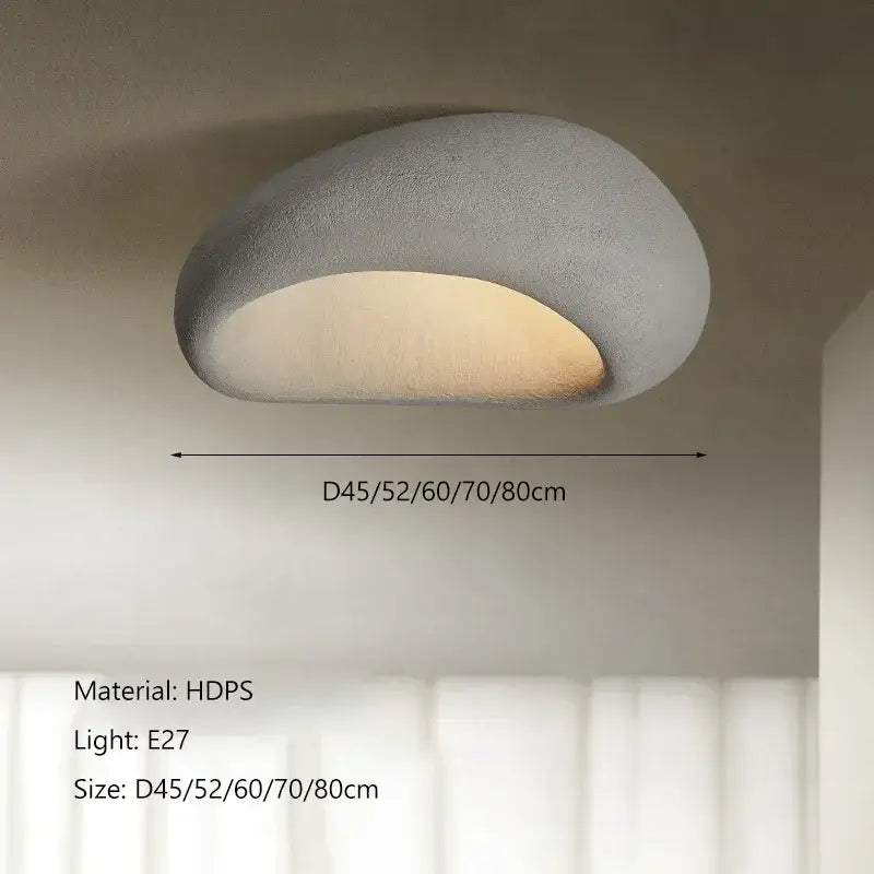Modern gray hdps ceiling lamps chandelier with smooth rounded stone design and illuminated inner curve for decorbites cream ceiling