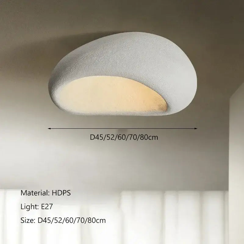 Modern gray concrete cream ceiling lamps chandelier featuring a white hdps light with stone-like design and warm glow