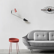 Modern gray cone duckbill wall sconce with black rod designed for light living room use with led incandescent fluorescent options
