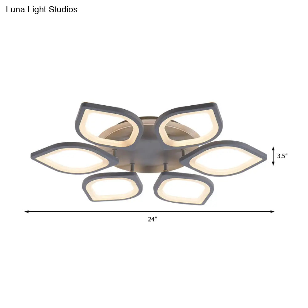 DecorBites™ DecorBites™ Modern Gray Flower LED Ceiling Mount Light - Acrylic Flushmount for Dining Room - Neutral/Warm/White