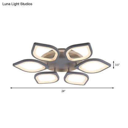 DecorBites™ DecorBites™ Modern Gray Flower LED Ceiling Mount Light - Acrylic Flushmount for Dining Room - Neutral/Warm/White