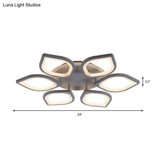 DecorBites™ DecorBites™ Modern Gray Flower LED Ceiling Mount Light - Acrylic Flushmount for Dining Room - Neutral/Warm/White