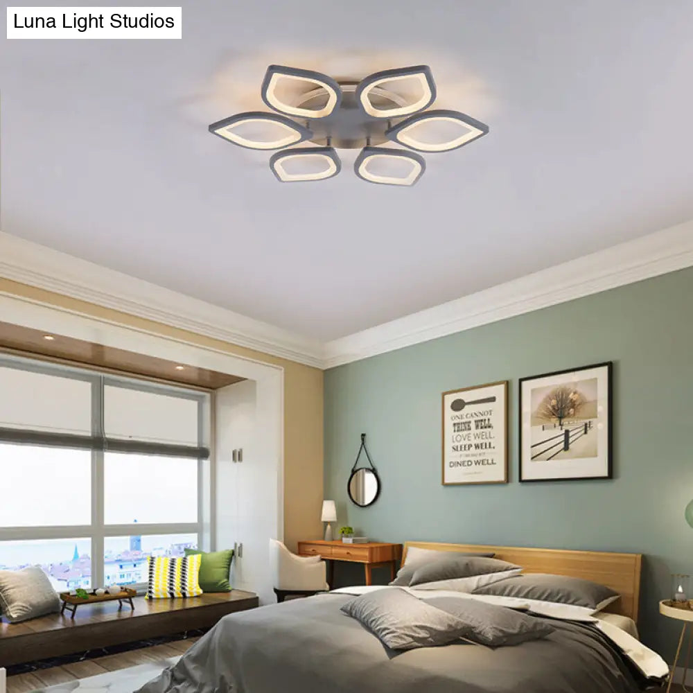 DecorBites™ DecorBites™ Modern Gray Flower LED Ceiling Mount Light - Acrylic Flushmount for Dining Room - Neutral/Warm/White