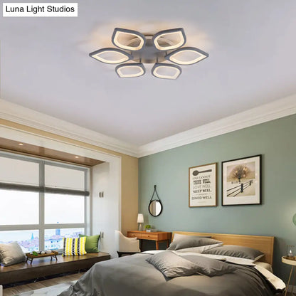 DecorBites™ DecorBites™ Modern Gray Flower LED Ceiling Mount Light - Acrylic Flushmount for Dining Room - Neutral/Warm/White