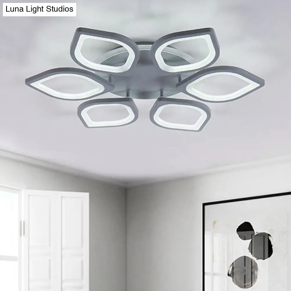 DecorBites™ DecorBites™ Modern Gray Flower LED Ceiling Mount Light - Acrylic Flushmount for Dining Room - Neutral/Warm/White