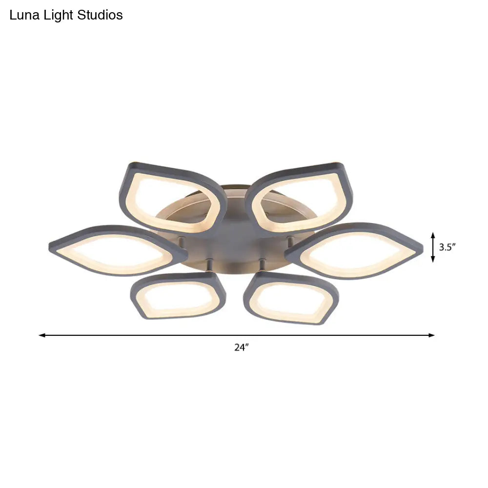 DecorBites™ DecorBites™ Modern Gray Flower LED Ceiling Mount Light - Acrylic Flushmount for Dining Room - Neutral/Warm/White