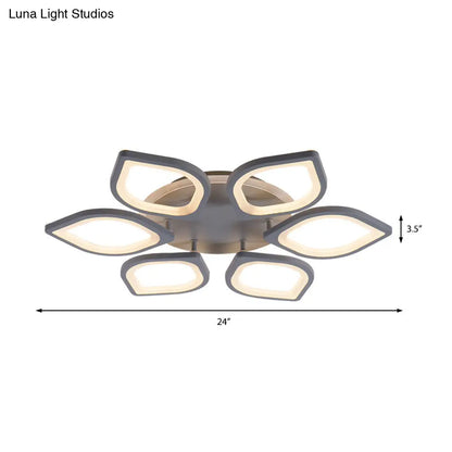 DecorBites™ DecorBites™ Modern Gray Flower LED Ceiling Mount Light - Acrylic Flushmount for Dining Room - Neutral/Warm/White
