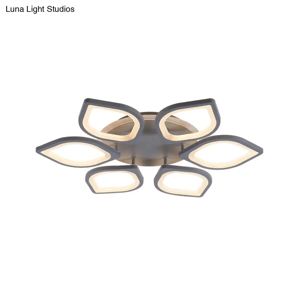 DecorBites™ DecorBites™ Modern Gray Flower LED Ceiling Mount Light - Acrylic Flushmount for Dining Room - Neutral/Warm/White