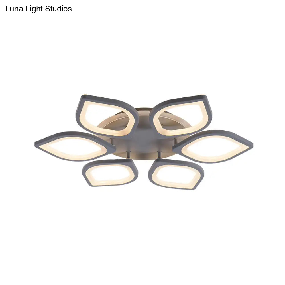 DecorBites™ DecorBites™ Modern Gray Flower LED Ceiling Mount Light - Acrylic Flushmount for Dining Room - Neutral/Warm/White