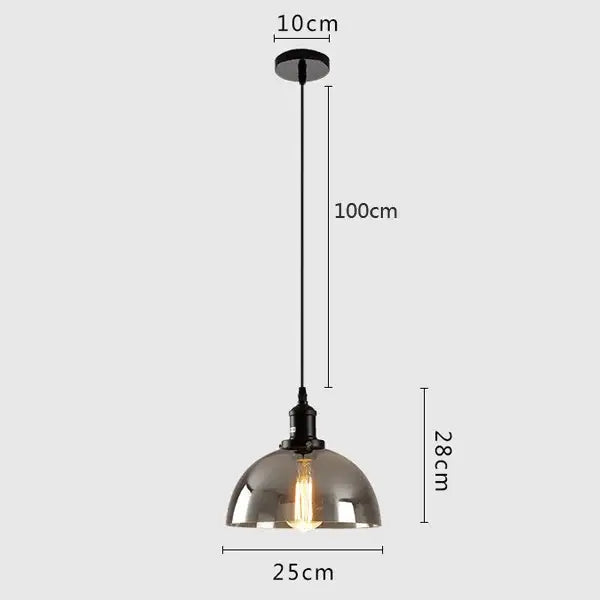Modern gray glass pendant light set of 4 with black metal frame smoked gray glass dome and exposed filament bulb