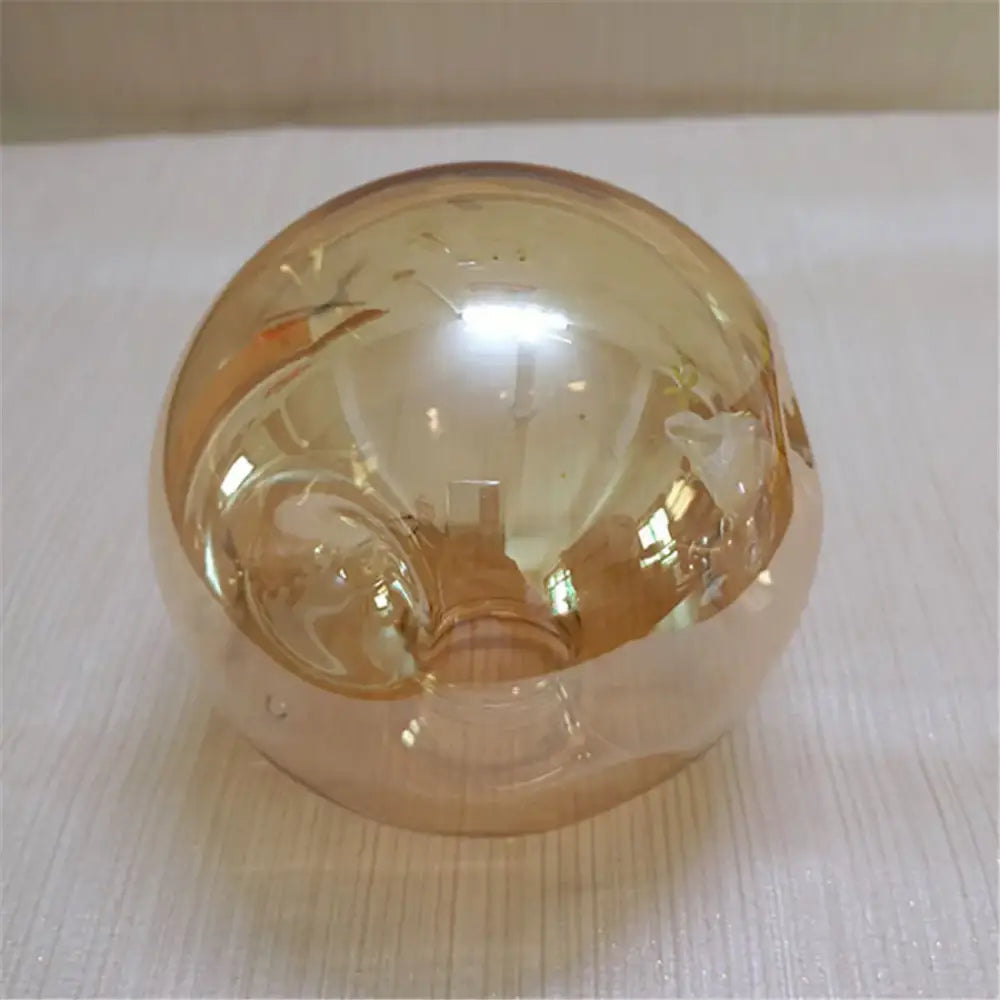 Modern gray glass shade replacement bedroom lamp cover with translucent amber glass and smooth rounded surface