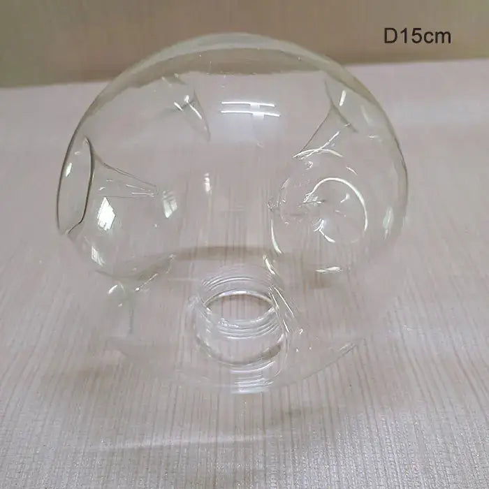 Modern gray glass shade replacement with clear plastic spherical lampshade and central threaded opening