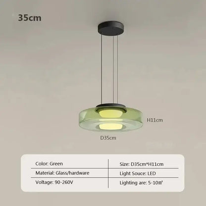 Modern gray and green tiered glass pendant light with led lighting and black hardware for dining room use