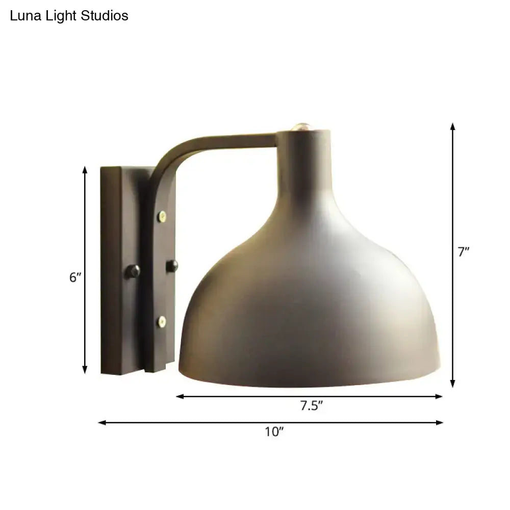 Modern gray metal domed wall sconce with bronze finish and sturdy bracket for adjustable hallway lighting
