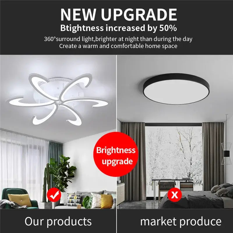Modern gray petal acrylic led ceiling chandelier with sleek flower design and 360-degree surround lighting for living room decorbites acrylic led