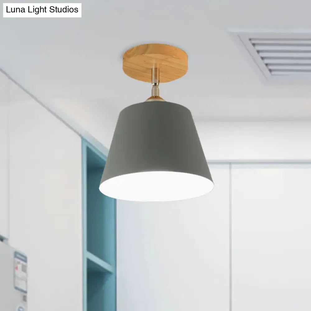 DecorBites™ DecorBites™ Modern Gray/Pink Metal and Wood Adjustable Ceiling Pendant Light