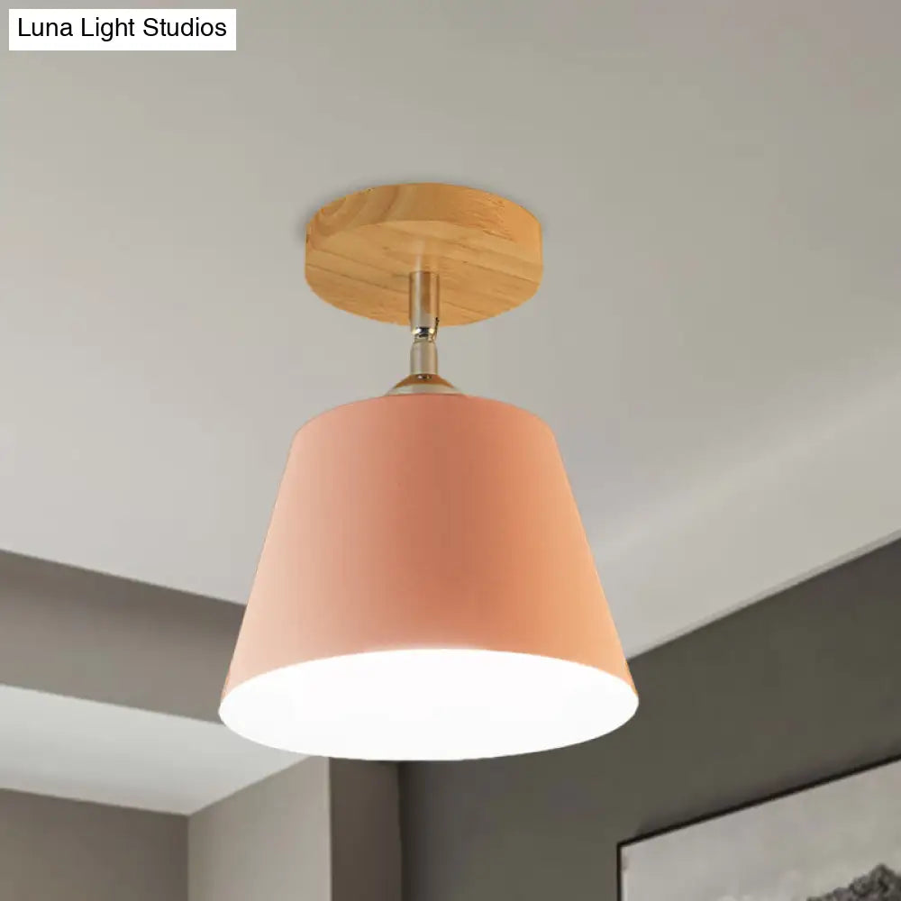 DecorBites™ DecorBites™ Modern Gray/Pink Metal and Wood Adjustable Ceiling Pendant Light
