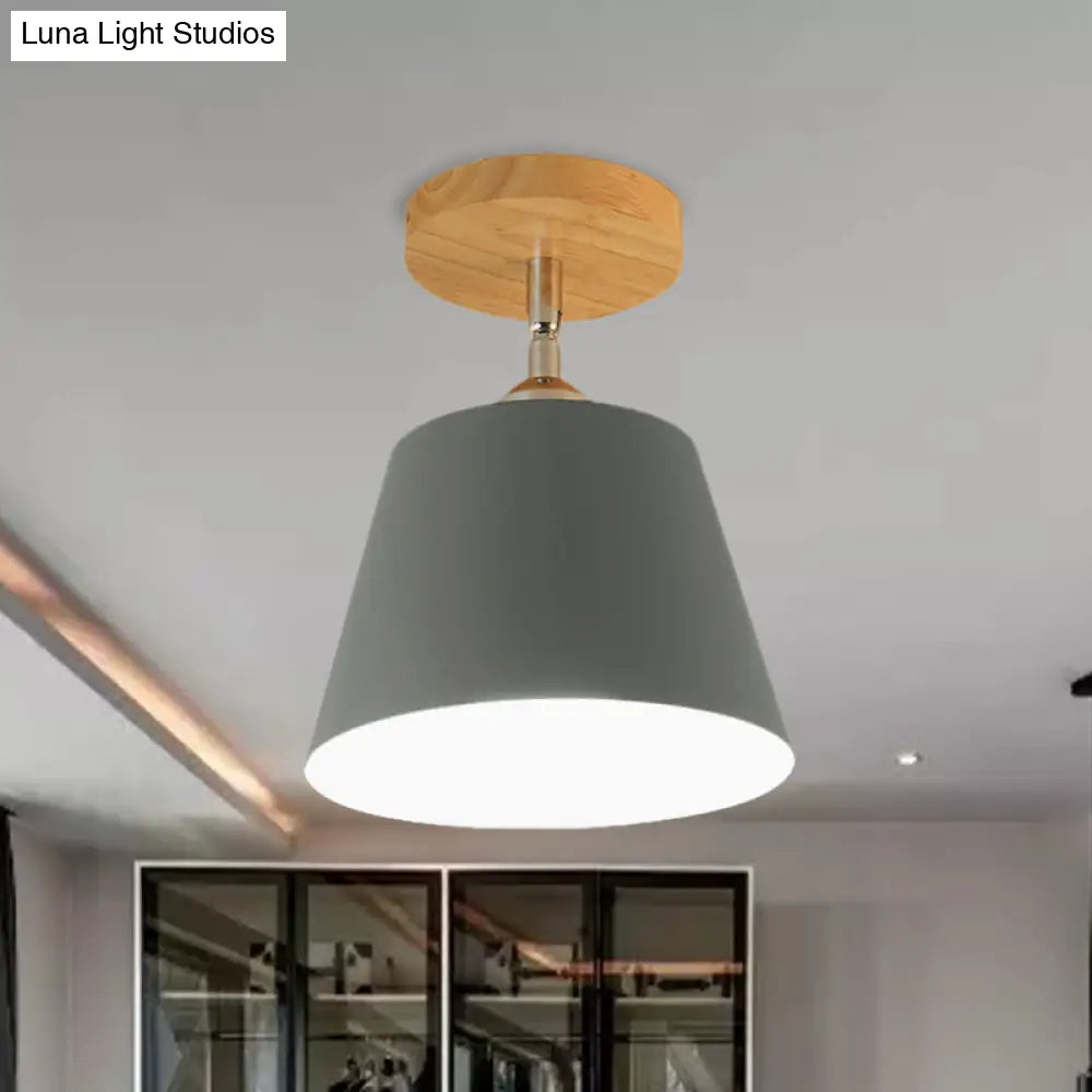 DecorBites™ DecorBites™ Modern Gray/Pink Metal and Wood Adjustable Ceiling Pendant Light