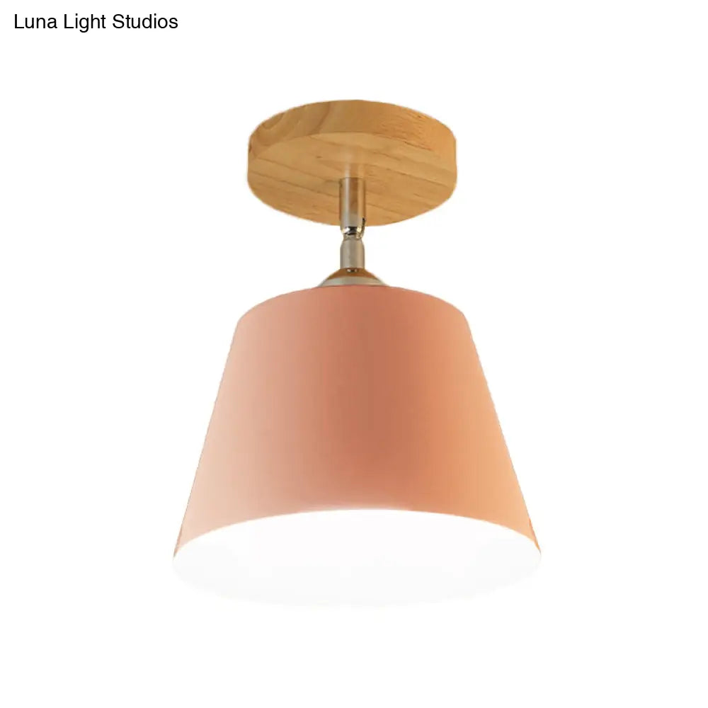 DecorBites™ DecorBites™ Modern Gray/Pink Metal and Wood Adjustable Ceiling Pendant Light