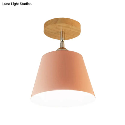 DecorBites™ DecorBites™ Modern Gray/Pink Metal and Wood Adjustable Ceiling Pendant Light