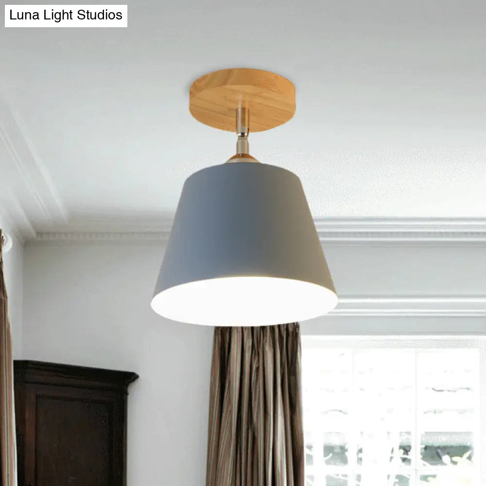 DecorBites™ DecorBites™ Modern Gray/Pink Metal and Wood Adjustable Ceiling Pendant Light