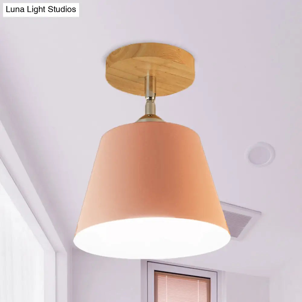 DecorBites™ DecorBites™ Modern Gray/Pink Metal and Wood Adjustable Ceiling Pendant Light