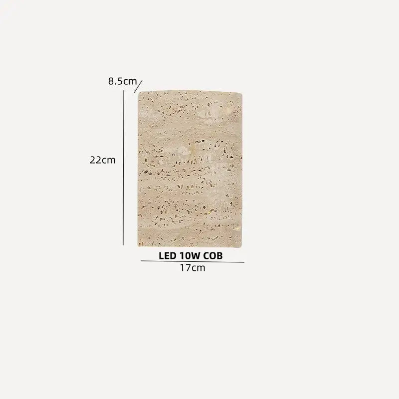 Modern gray stone double led wall lamp with beige textured stone slab 22cm by 17cm and led cob light source