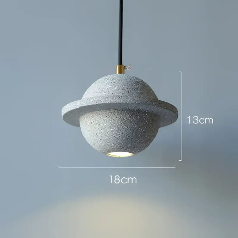 Modern gray and white decorbites cement planet pendant light with gold suspension ring ideal for bedroom decor