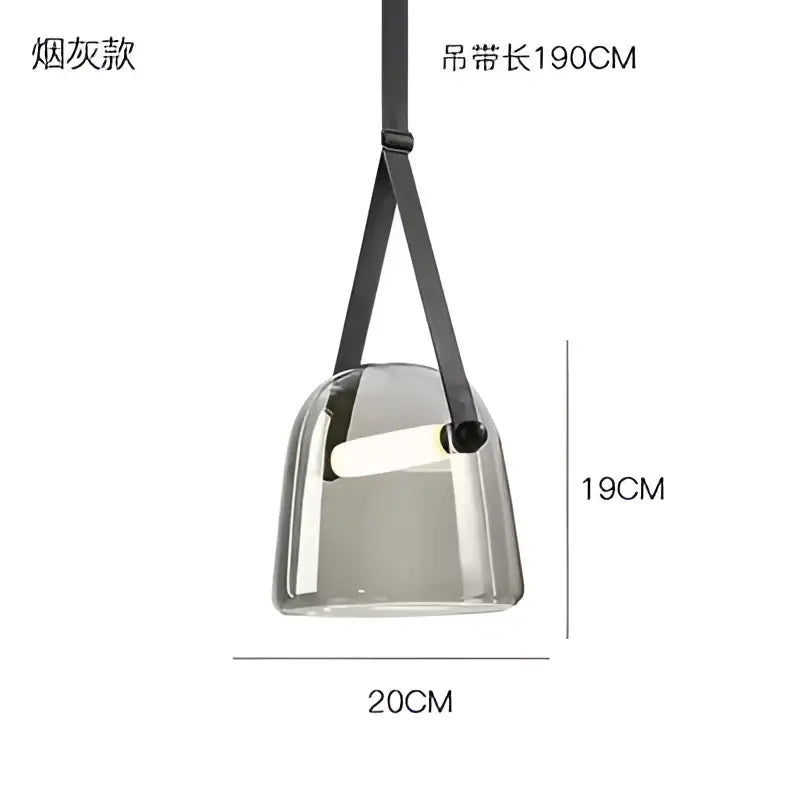 Modern gray and white decorbites glass chandelier featuring a gray smoked glass pendant with integrated led bulb