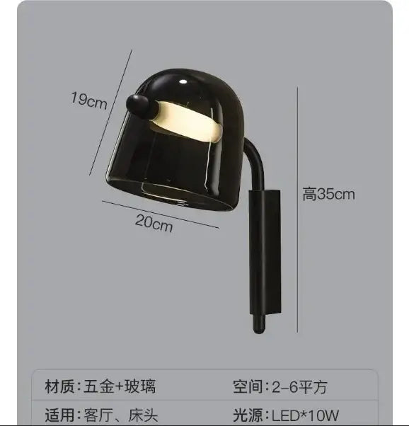 Black glass dome wall sconce with metallic arm and led light source in modern gray and white decorbites glass chandelier style