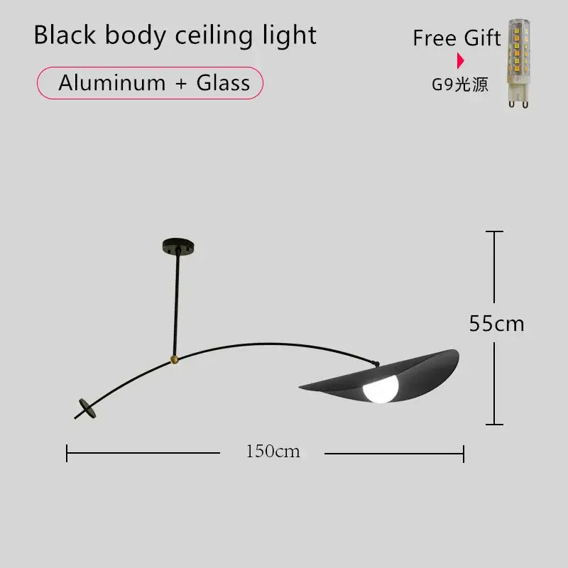 Black modern gray and wood decorbites adjustable led pendant chandelier with sleek curved aluminum and glass design