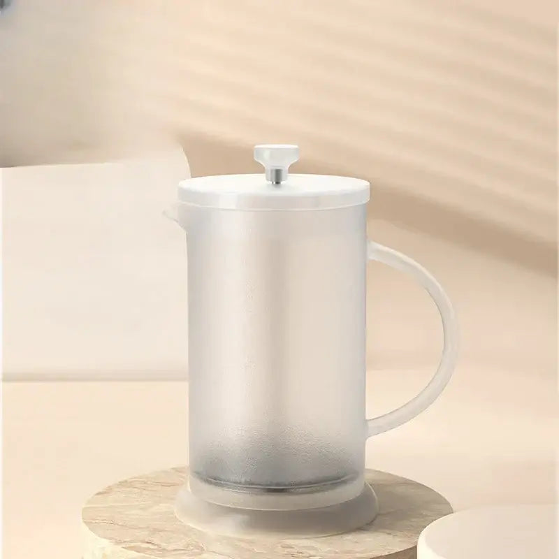 Frosted glass decorbites french press with white lid and handle modern green glass french press coffee maker pot