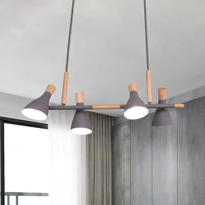Modern gray decorbites™ nordic metal and wood hanging lamp with 4-light tilt shade compatible with e26 e27 bulb base