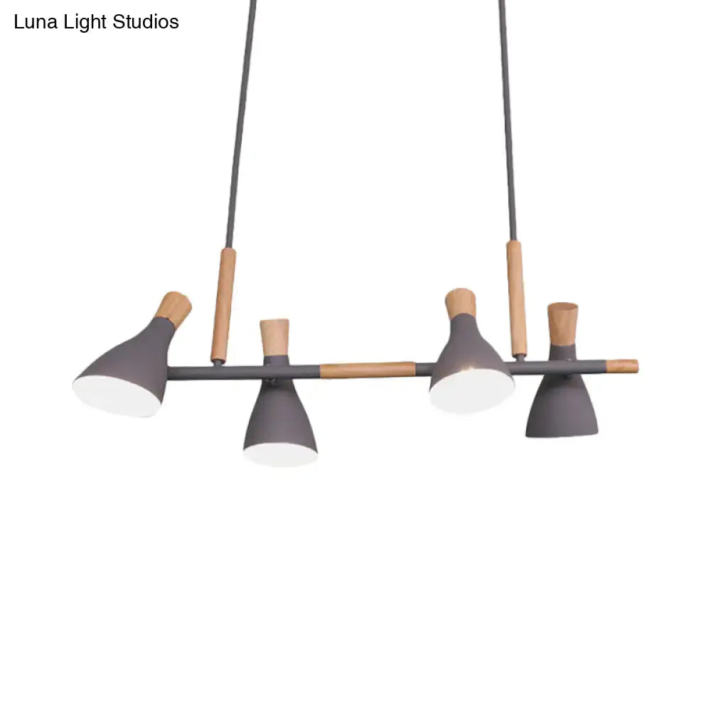 Modern gray and wood DecorBites nordic pendant light with four conical tilt shades compatible with e26 e27 bulb base