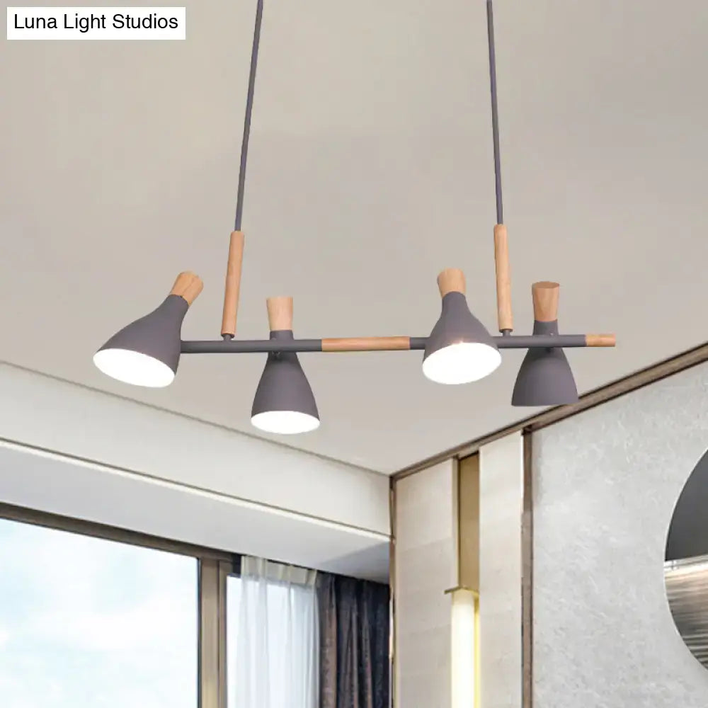 Modern gray and wood decorbites nordic pendant light fixture with three conical shades compatible with e26 e27 bulbs