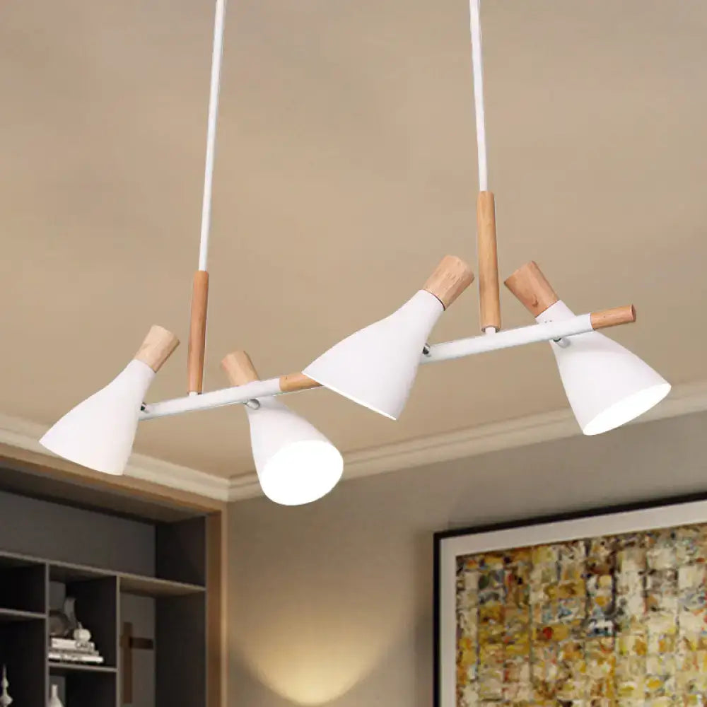 Modern white and wood pendant light with three conical shades from decorbites featuring e26 e27 bulb base compatibility