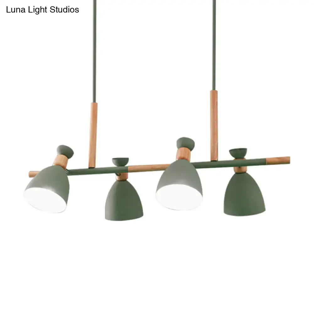 Decorbites nordic metal and wood green pendant light fixture with four adjustable lamp heads compatible with e26 e27 bulb base
