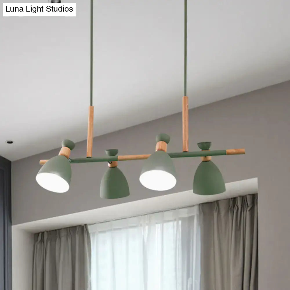 DecorBites™ nordic metal and wood pendant light with three adjustable green lamp heads and e26 e27 bulb base
