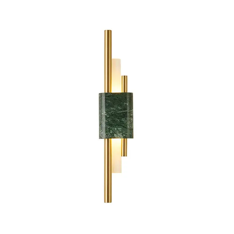 Modern green marble and gold light luxury wall lamp with metal rods for elegant living room decorbites light luxury decor