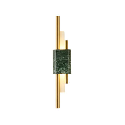 Modern green marble and gold light luxury wall lamp with metal rods for elegant living room decorbites light luxury decor