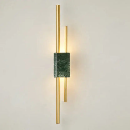 Modern green marble and gold wall lamp with slender rods featuring decorbites light luxury style for living room decor