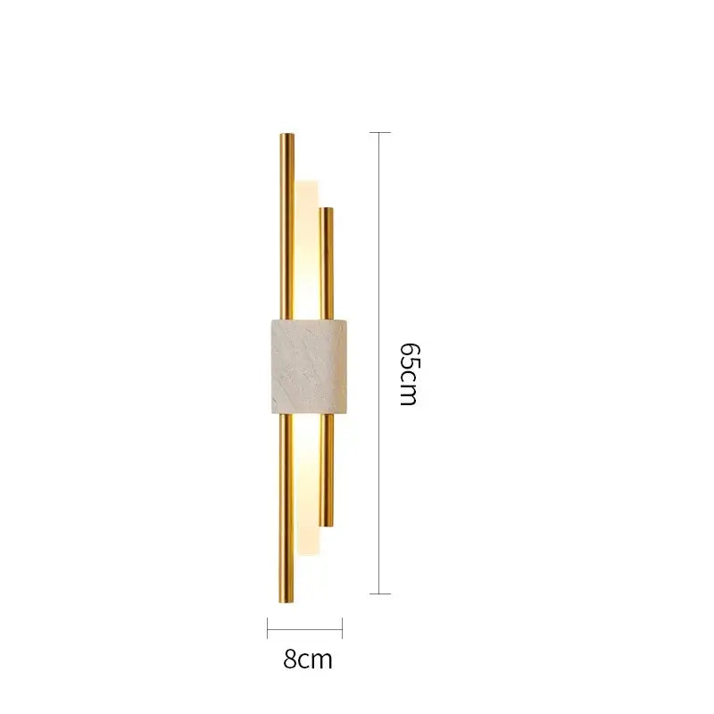Modern gold-toned wall lamp with a central green marble accent band for decorbites light luxury wall decor