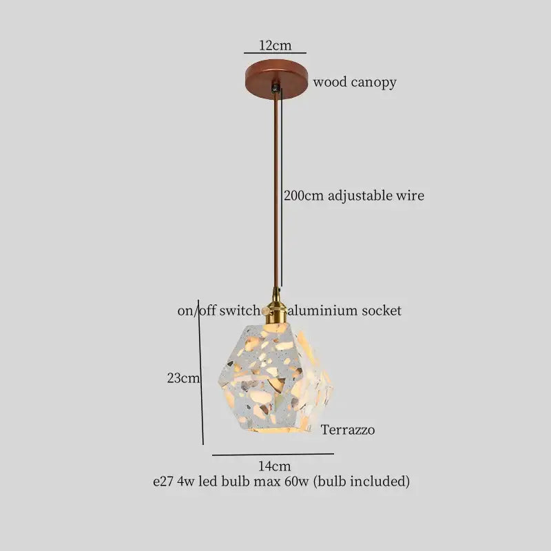 Modern green marble led pendant light with translucent terrazzo glass shade brass metal and adjustable wooden canopy for decorbites green marble decor