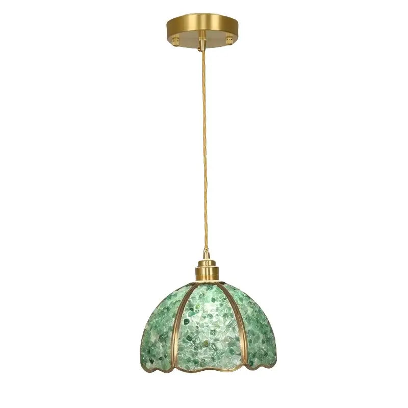 Modern green mosaic glass pendant light with brass accents and twisted cord ideal as a decorbites crystal glass pendant lamp