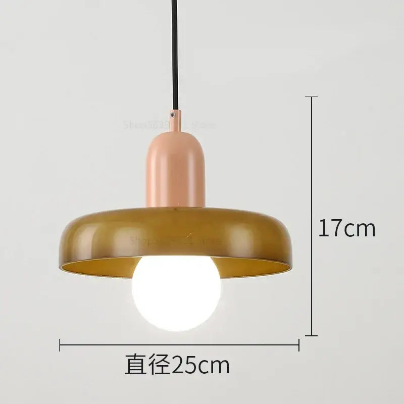 Modern pendant lights featuring a matte pink top and amber glass shade for decorbites colorful glass pendant decor