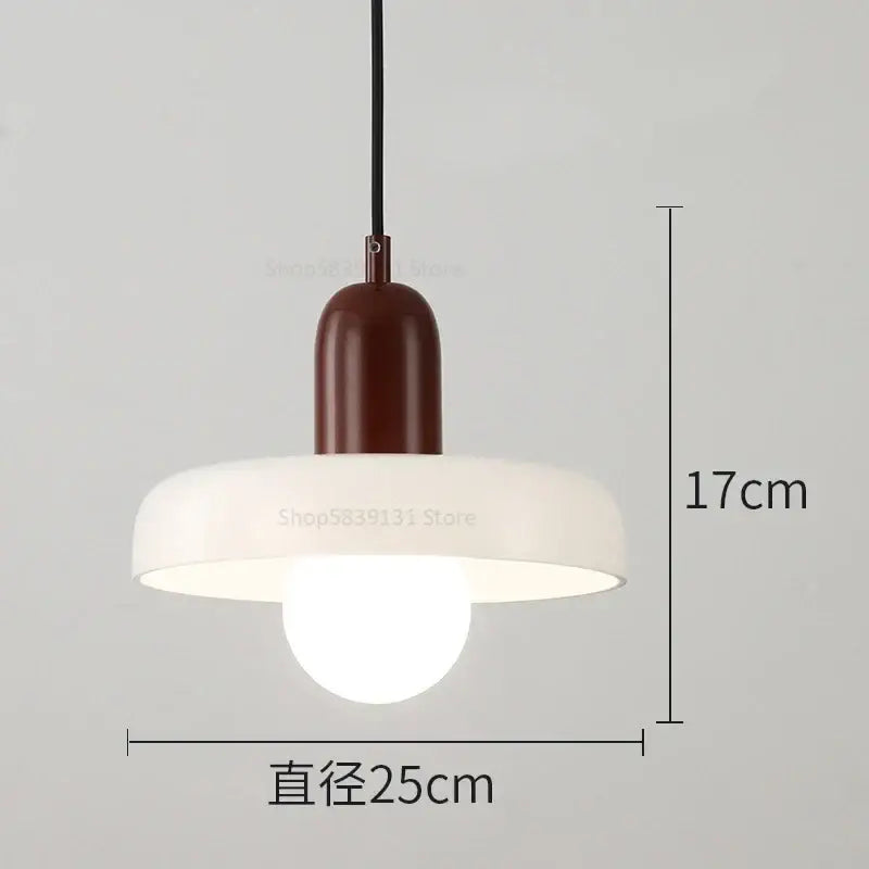 Modern pendant lights with matte brown cylindrical top and wide white shade for decorbites colorful glass pendant decor