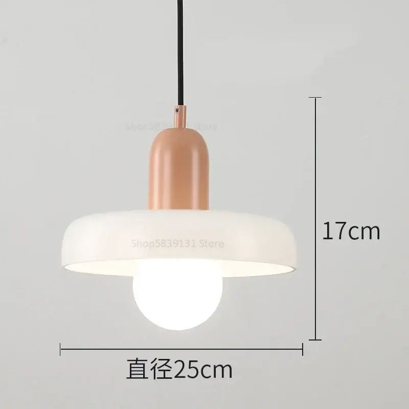 Modern pendant light with matte rose gold top and wide white shade for decorbites colorful glass pendant lights dining room