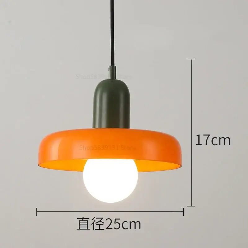 Modern green and white colorful glass pendant lights with orange and dark green flat shade for dining room decorbites colorful glass pendant
