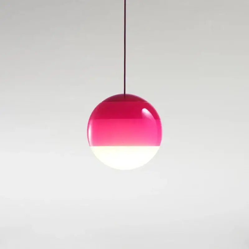 Modern green and white decorbites glass ball led pendant with vibrant pink gradient spherical design and warm white base lighting